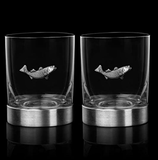 Pewter Fish Tumbler Glass Set