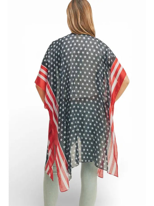 USA Flag Printed Light Weight Kimono