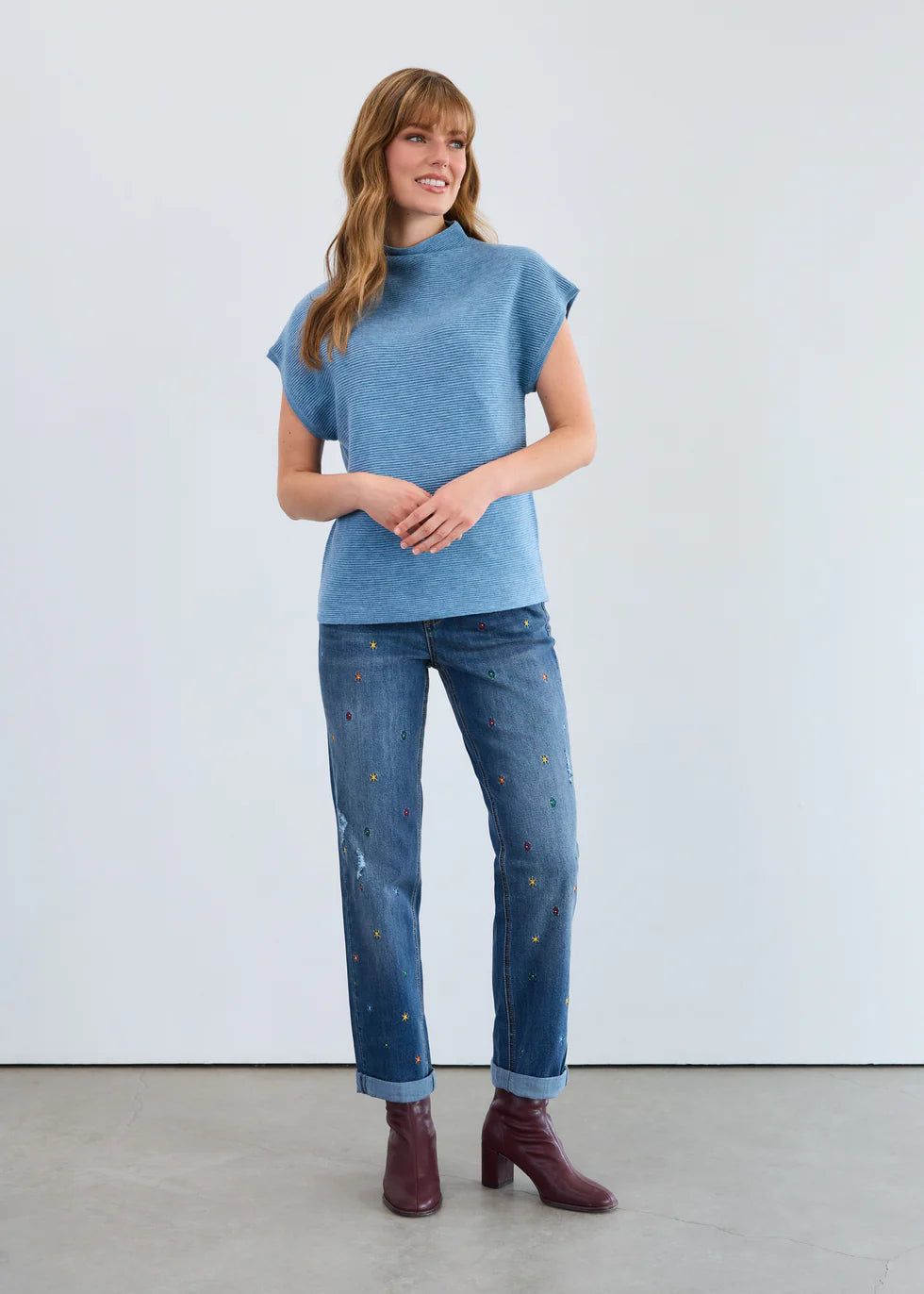 Ottoman Cap Sleeve Sweater Vest