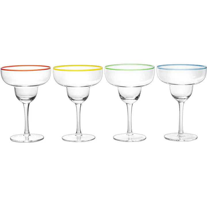Colored Rim Margarita Glasses