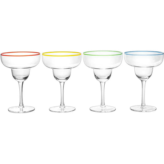 Colored Rim Margarita Glasses