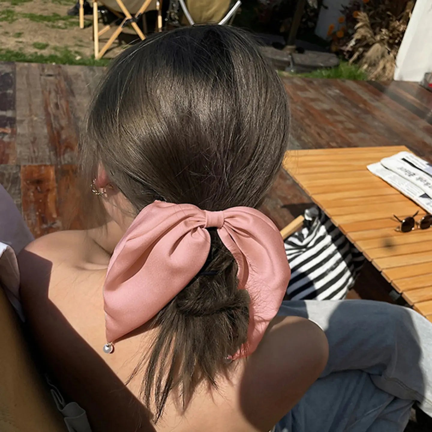 Satin Bow Ponytail Holder