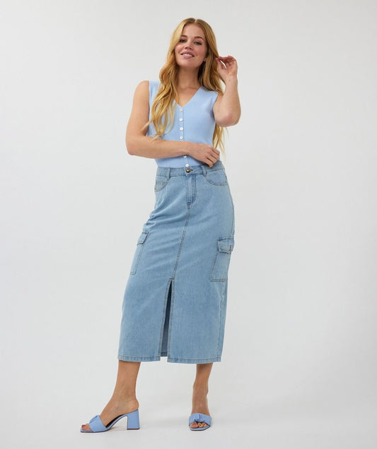 Cargo Midi Jean Skirt
