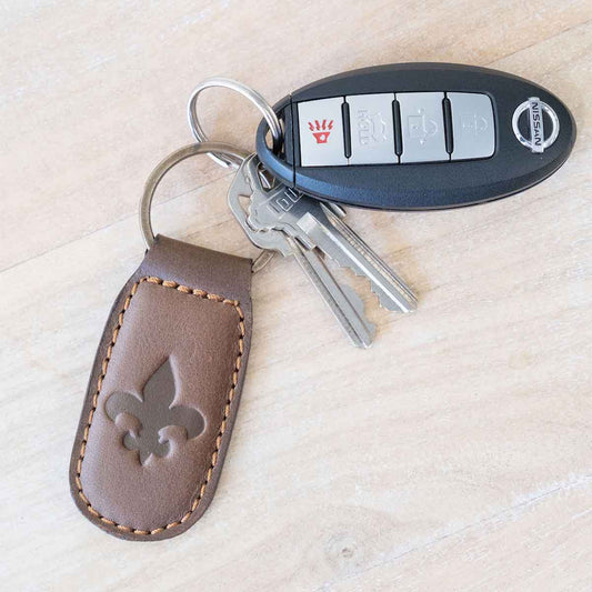 The Royal Standard Fleur De Lis Leather Embossed Keychain