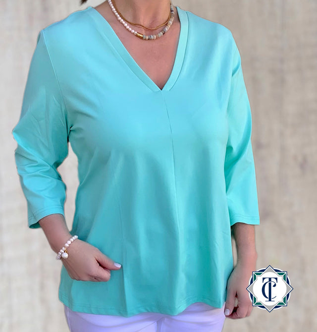 3/4 Sleeve V-Neck Blouse
