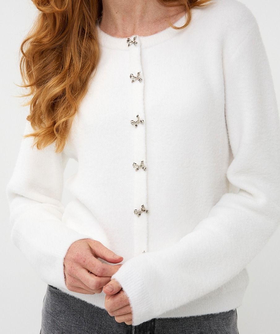Bow Button Fake Placket Sweater