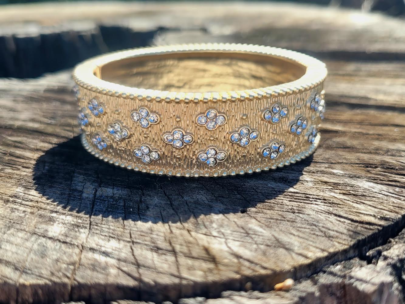 Hinged Textured Crystal Bracelet