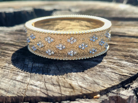 Hinged Textured Crystal Bracelet