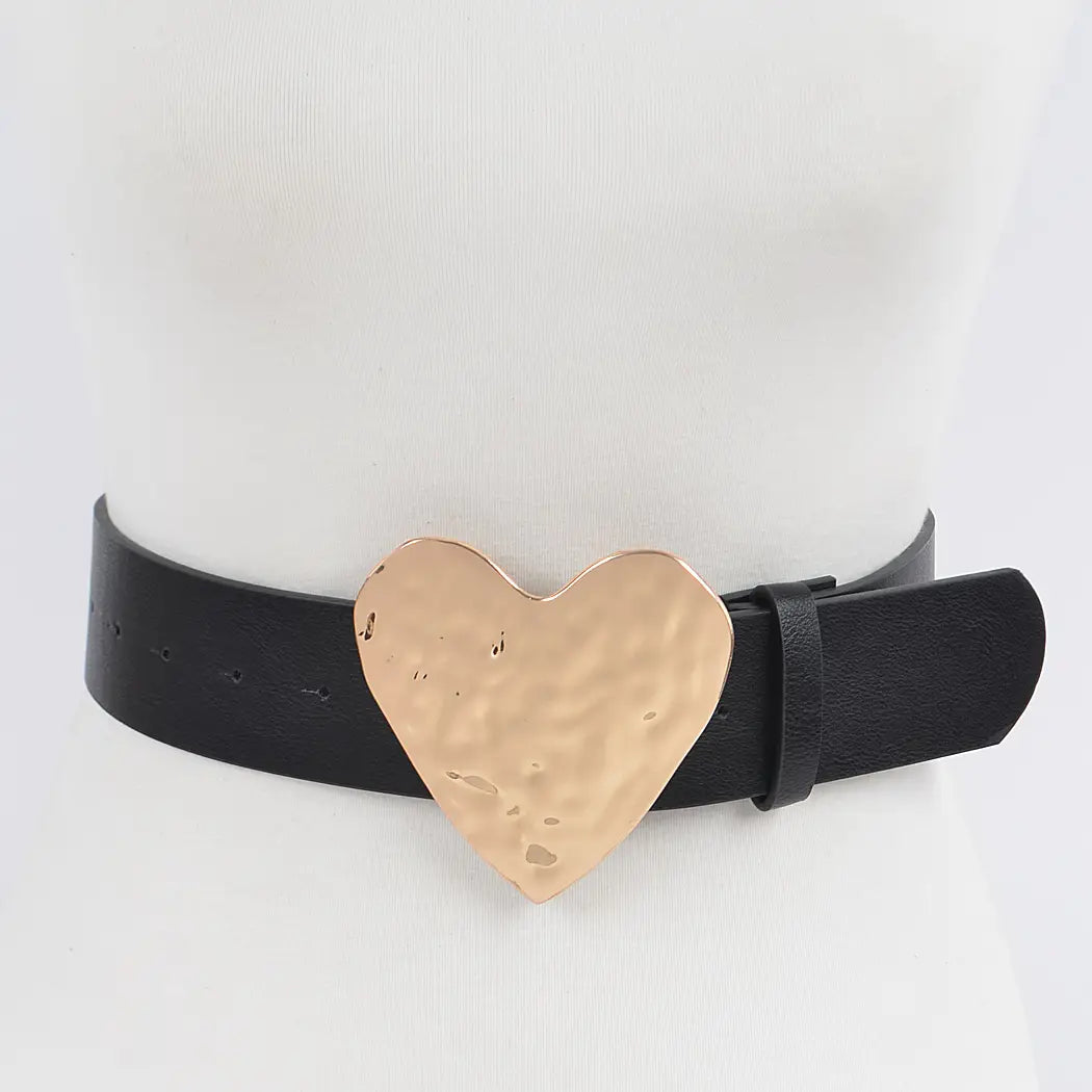 Hammered Heart Shape Buckle Belt