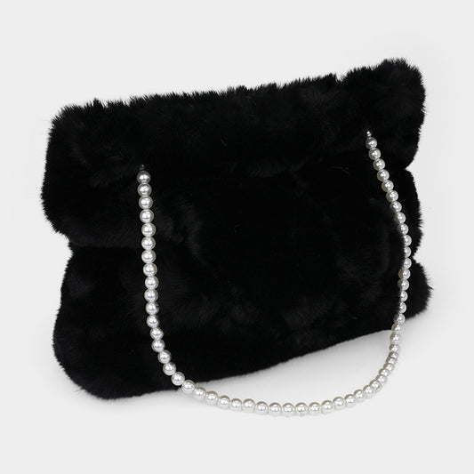 Faux Fur Pearl Strap Tote