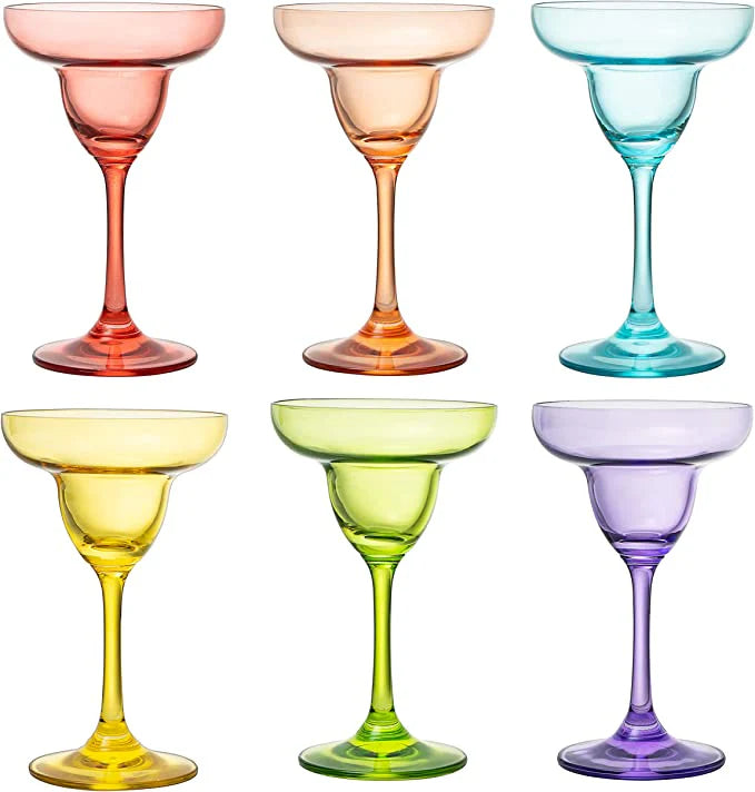 Colorful Margarita and Cocktail Glasses Set of 6