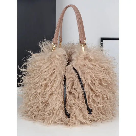 Faux Mongolian Fur Hand Bag