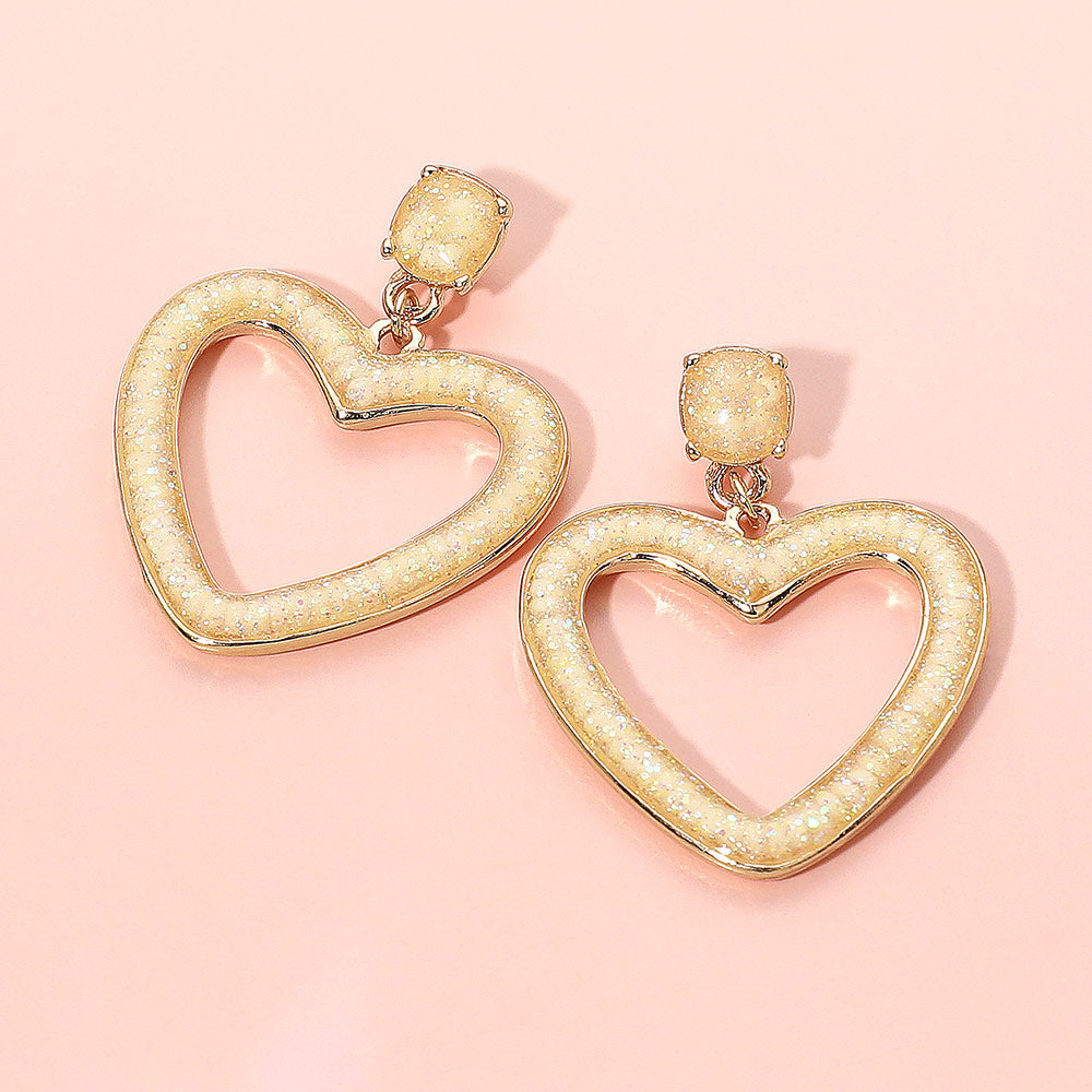 Glitter Open Heart Earrings