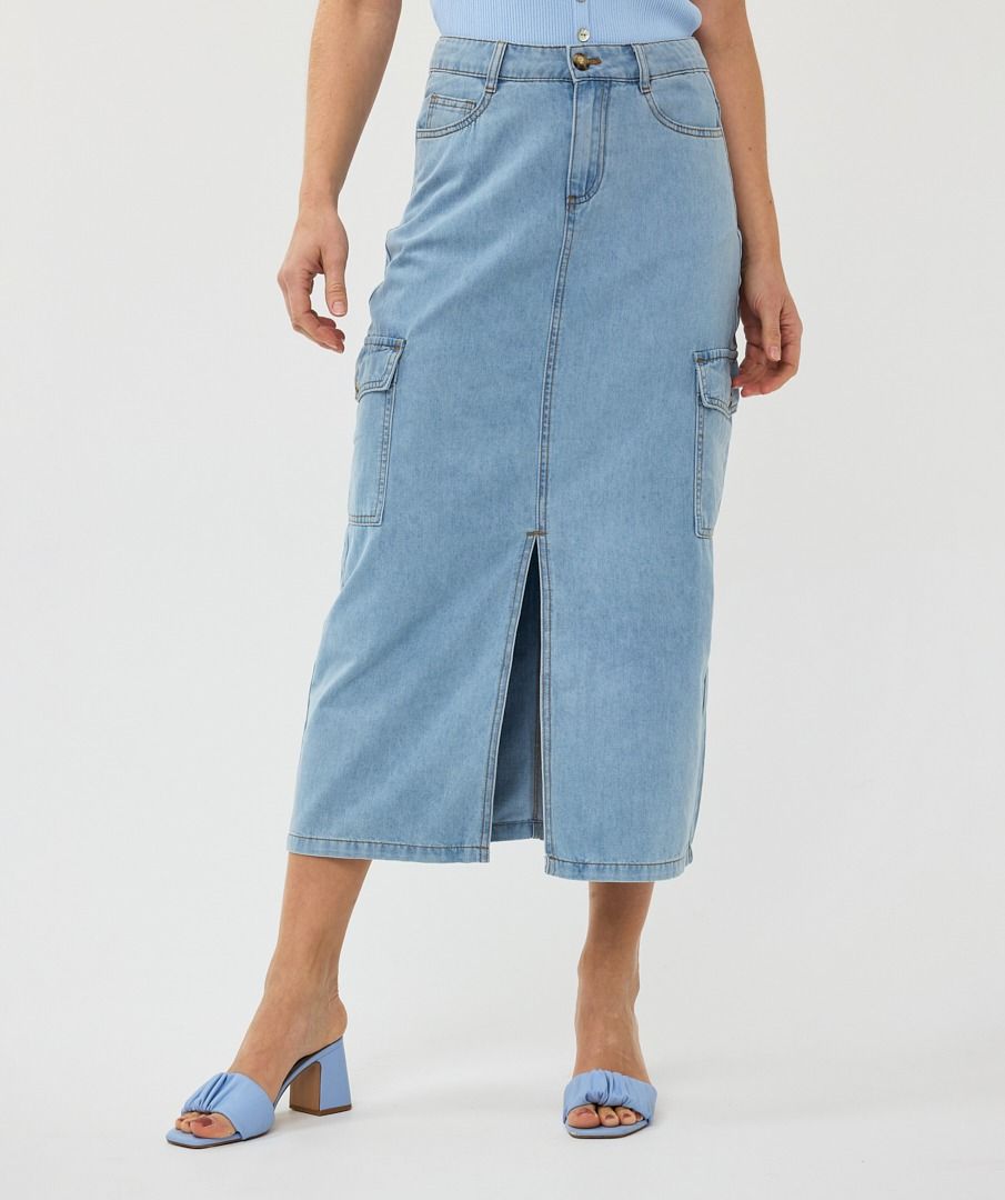 Cargo Midi Jean Skirt