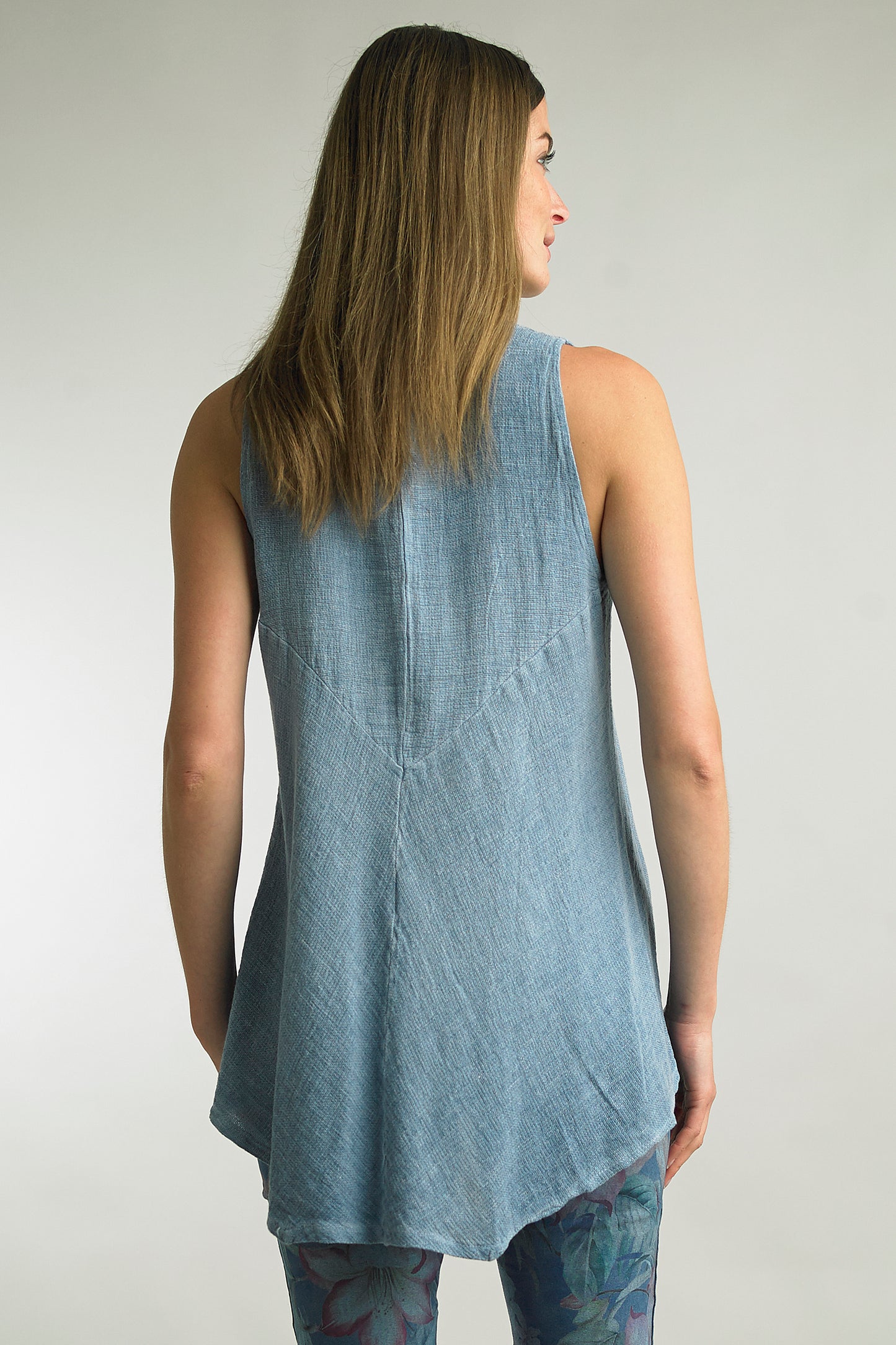 High Low Sleeveless Linen Top
