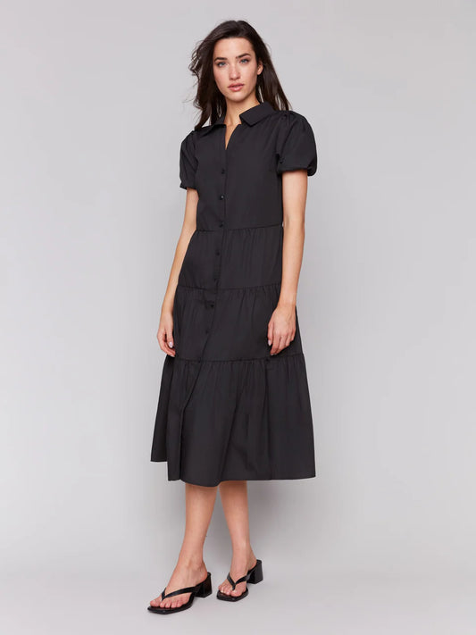 Short Sleeve Button Down Maxi Dress