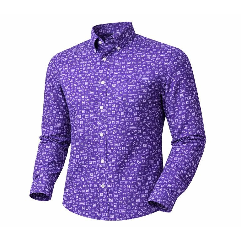 Long Sleeve Button Up Gameday Print Shirt