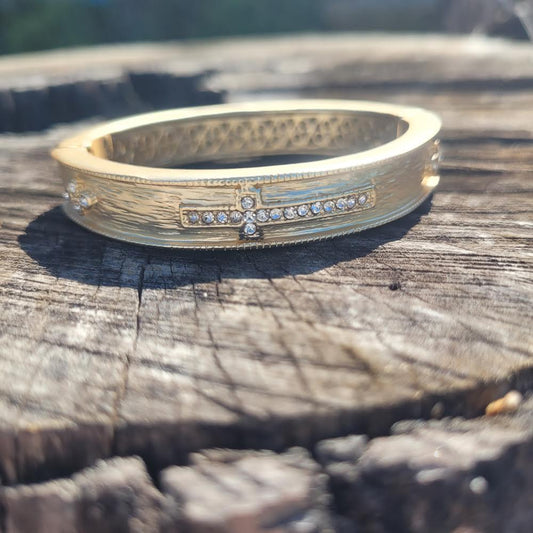 Hinged Cross Crystal Embellished Bracelet