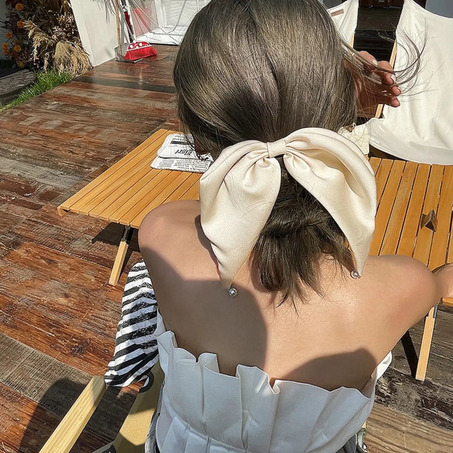 Satin Bow Ponytail Holder