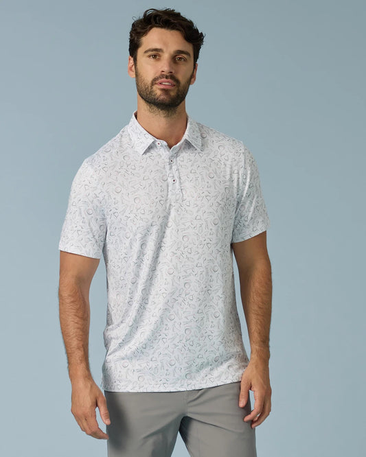 Linton Short Sleeve Golf Scene Print Performance Polo