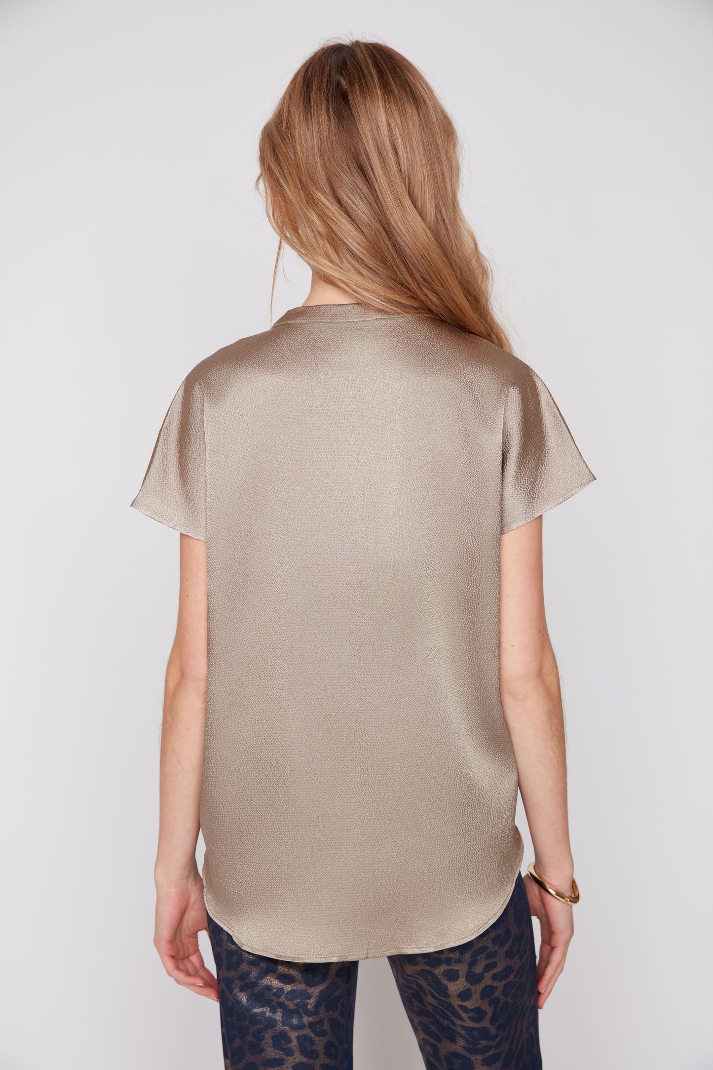 Waffle Texture V-Neck Blouse