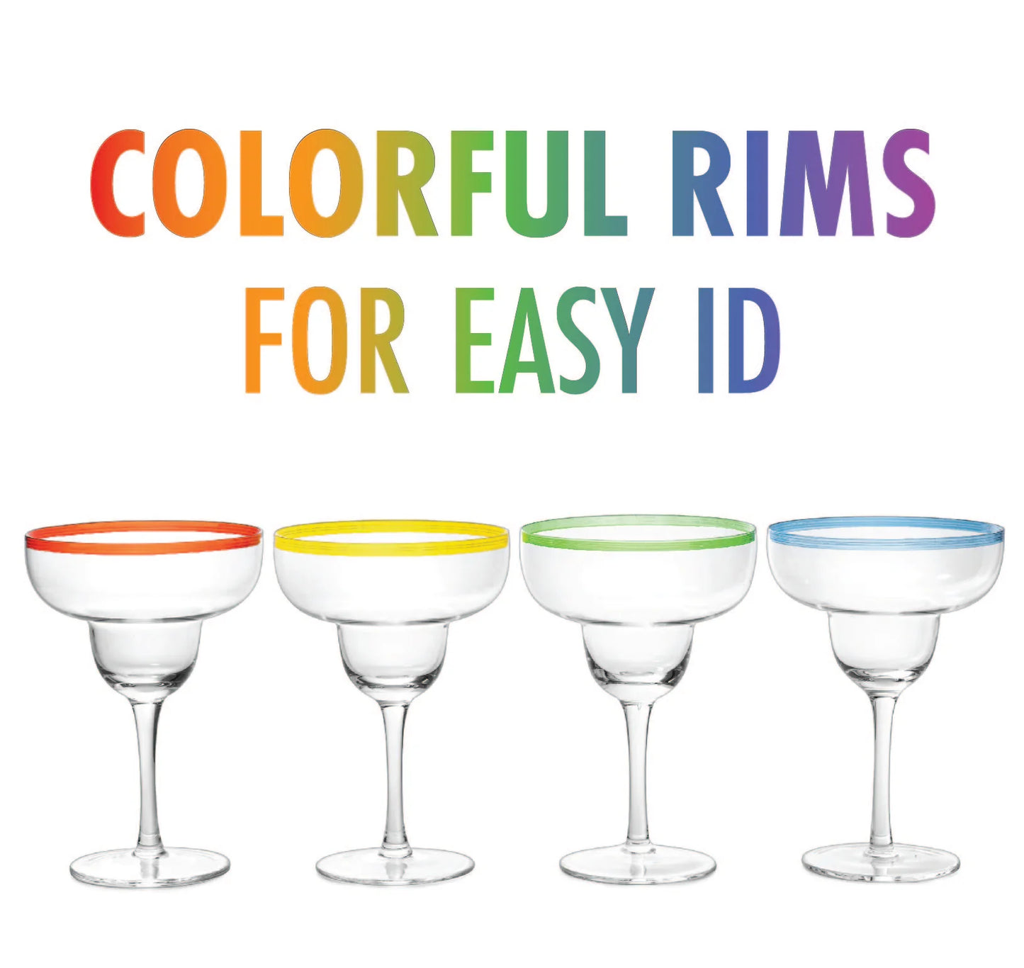 Colored Rim Margarita Glasses