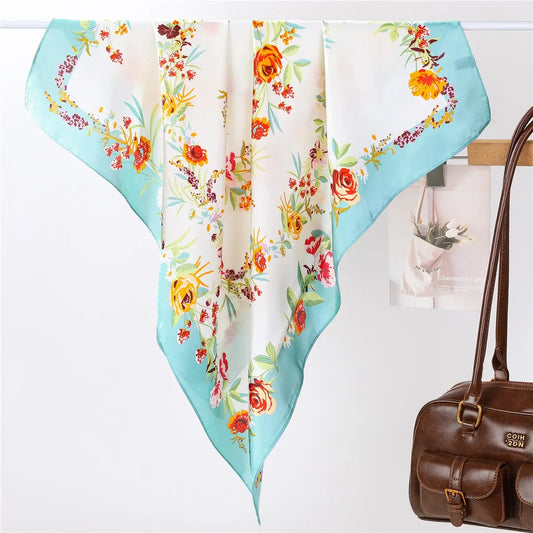 Spring Meadow Floral Silk-Feel Scarf |