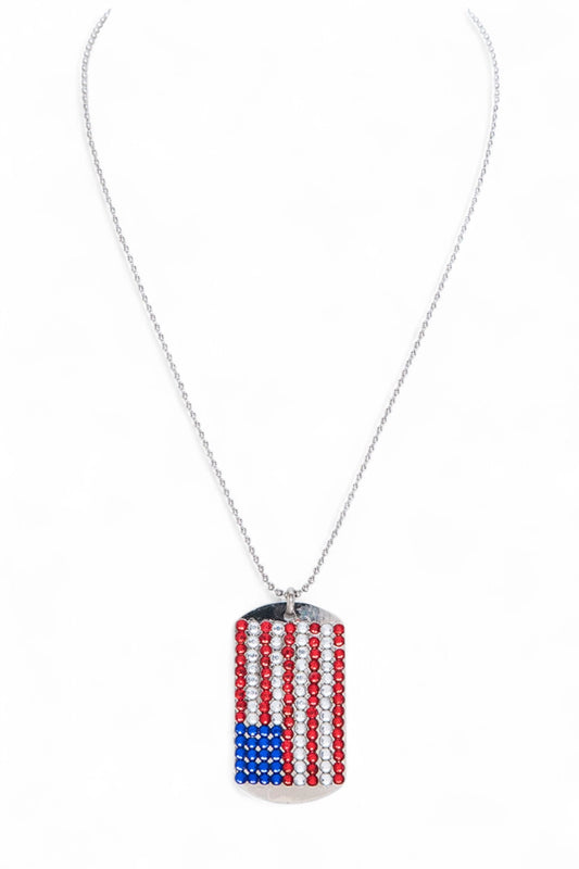 Crystal Pave Flag Tag Necklace