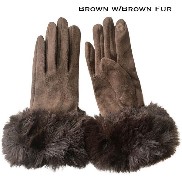 Faux Rabbit Trim Gloves