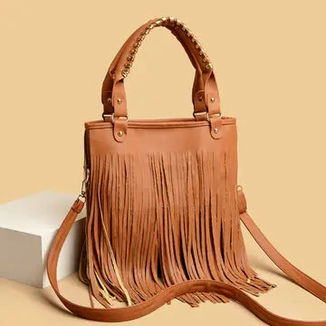 Rivet Tassel Shoulder Crossbody Handbag