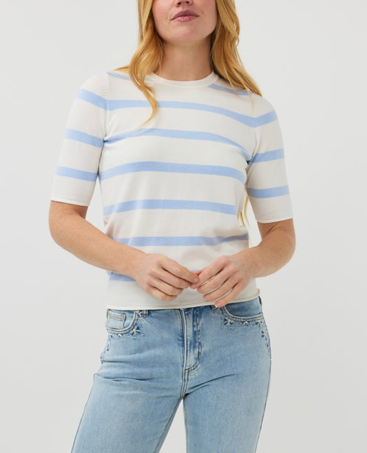 Stripe Short Sleeve Knit Top