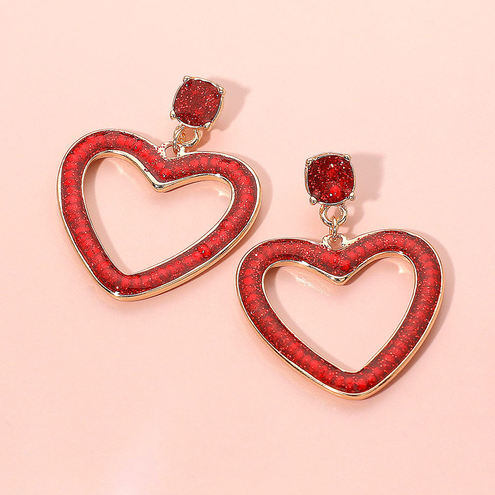 Glitter Open Heart Earrings
