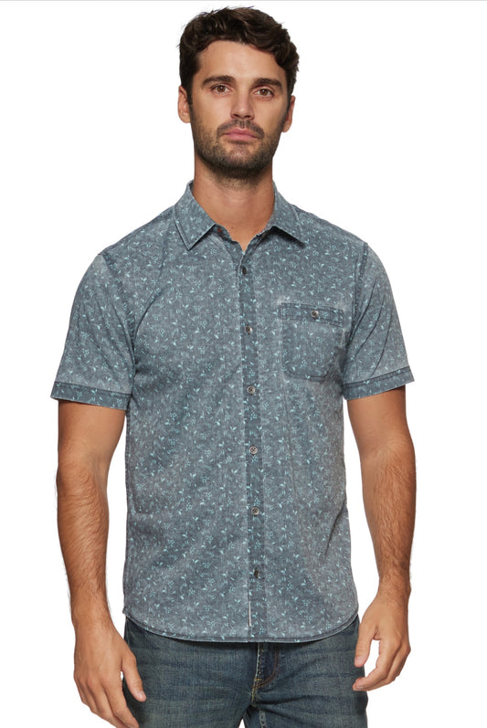 Ashland Short Sleeve Vintage Soft Leaf Print Shirt