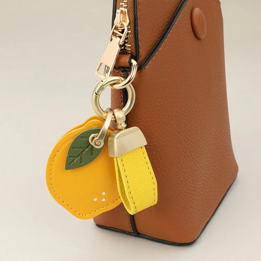 Faux Leather Lemon Keychain