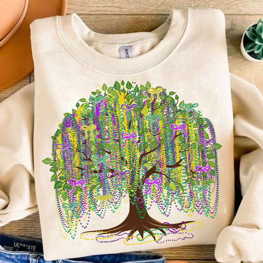 Bow Mardi Gras Tree Sweatshirt