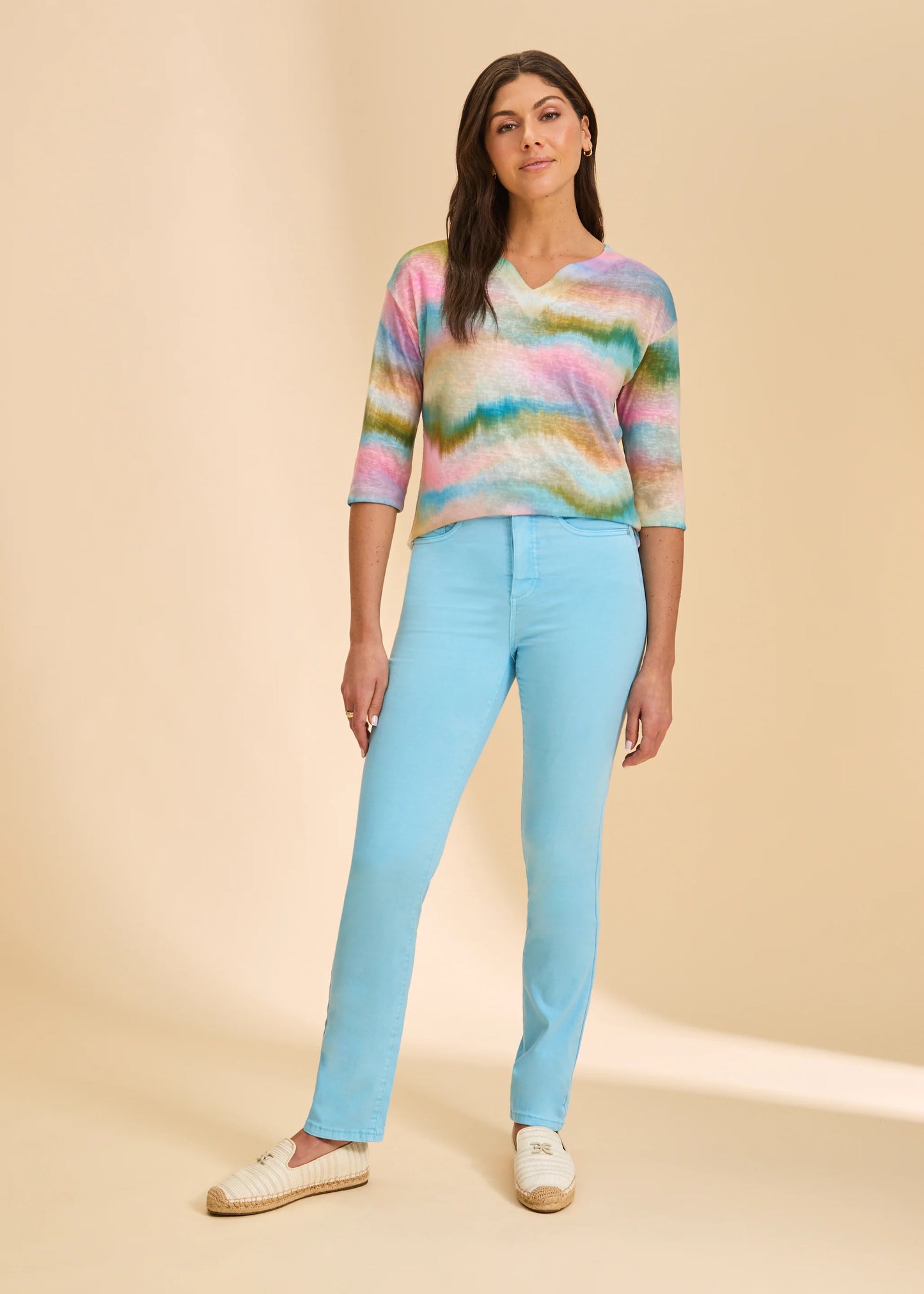 Drop Shoulder Notch Neck Top