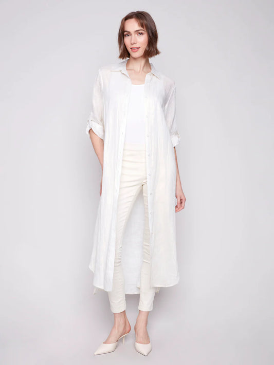 3/4 Sleeve Button Front Dress