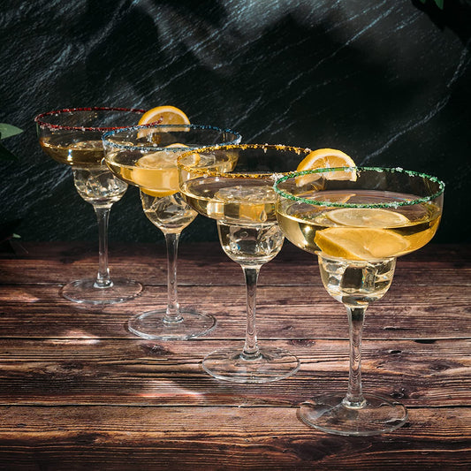 Colored Rim Margarita Glasses