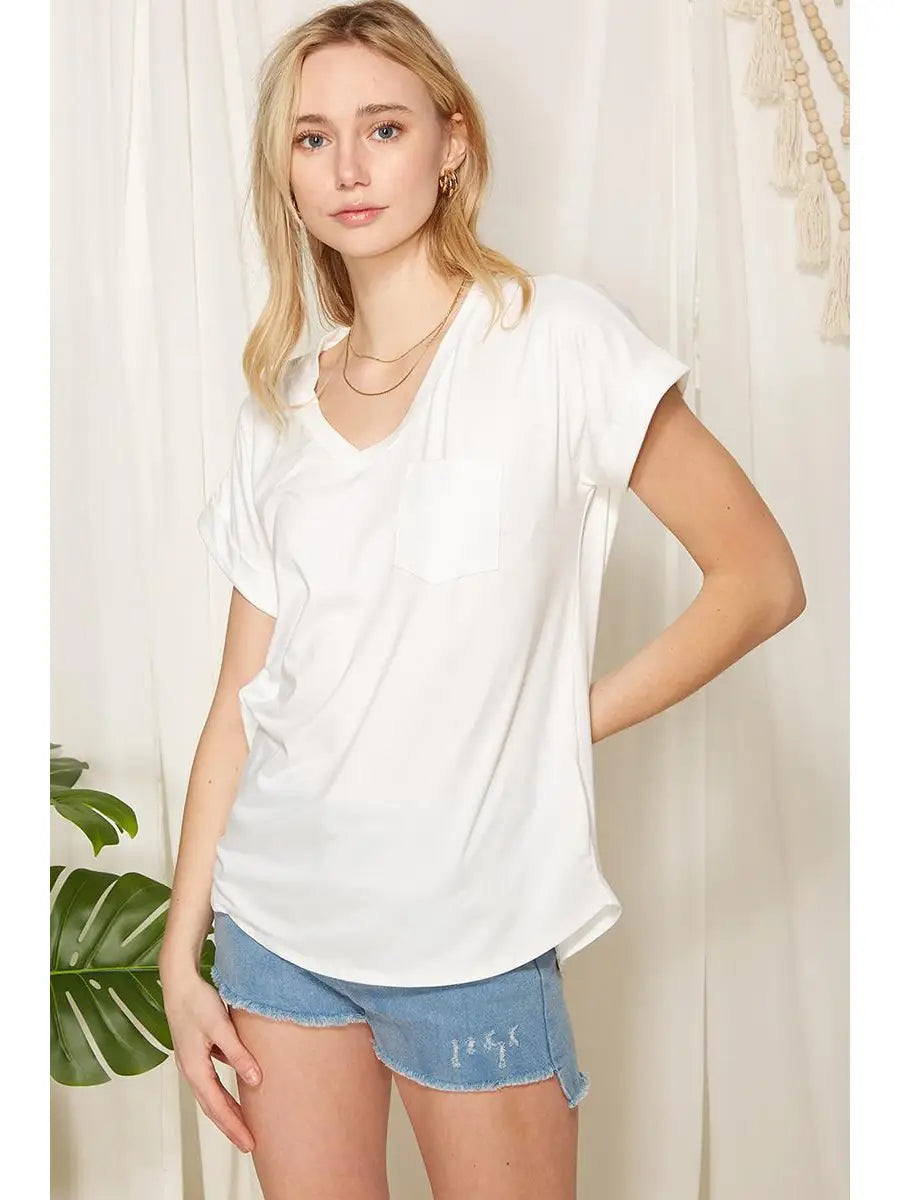 V-Neck 1POCKET Detail Dolman Knit Top