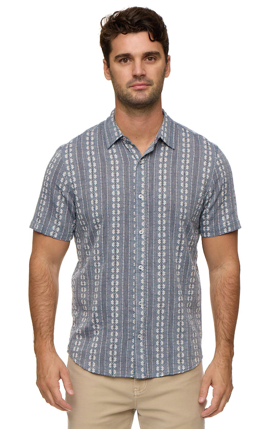 Crawford Short Sleeve Textured Stripe Shirt