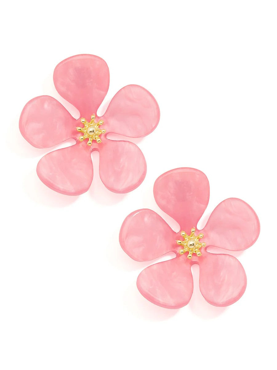 Glistening Resin Flower Stud Earring