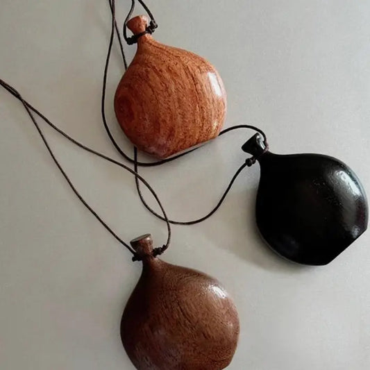 Flask Necklace- Hand Turned Wood and Waxed Adjustable Cord