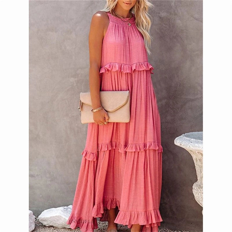 Beach Maxi Dress with Ruffle Hem