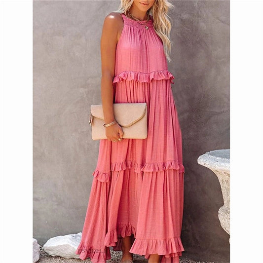 Beach Maxi Dress with Ruffle Hem