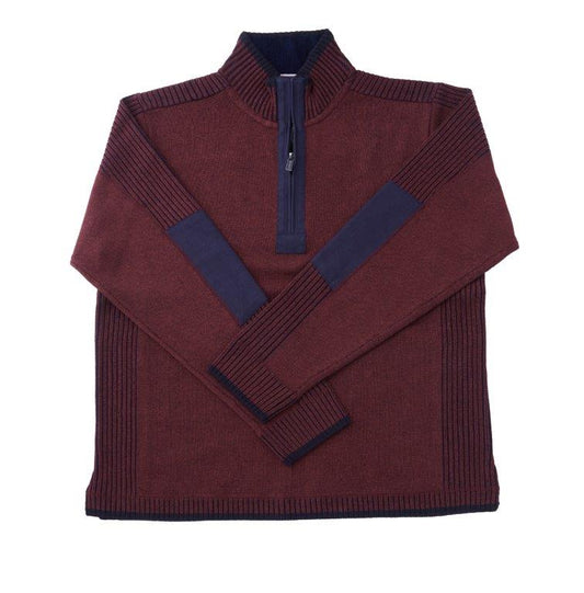 Plaited 1/4 Zip Mock with Trim Sweater