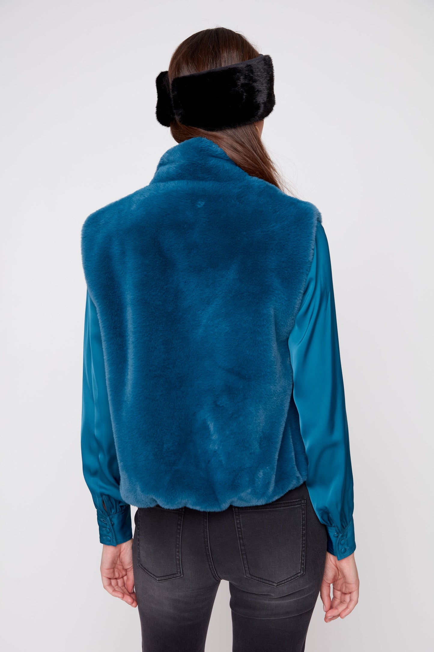 Solid Faux Fur Short Vest