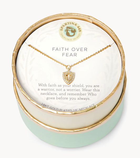 Sea La Vie Faith Over Fear/ Cross Shield Necklace