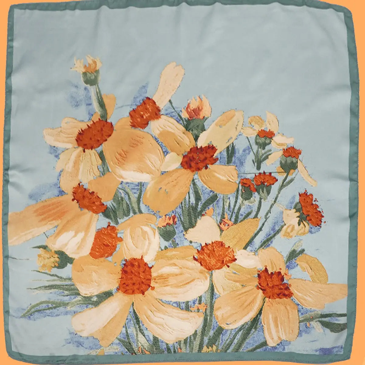 Large Floral Print Bandana Scarf