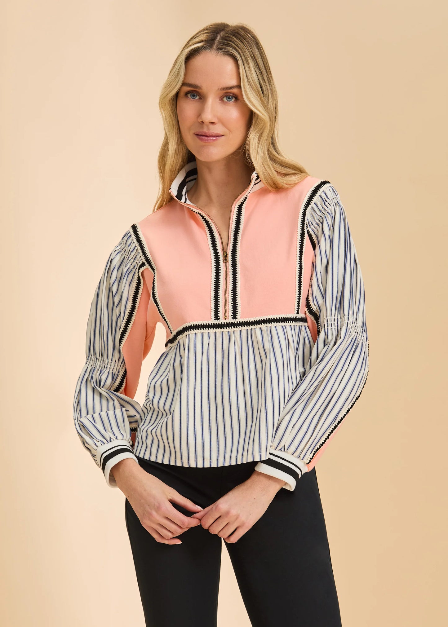 Mix Media Half Zip Top