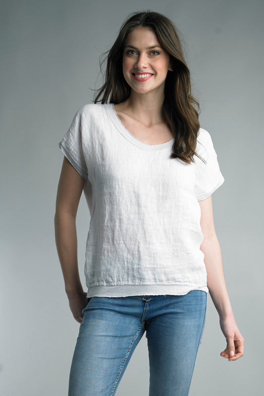 V-Neck Linen Tee
